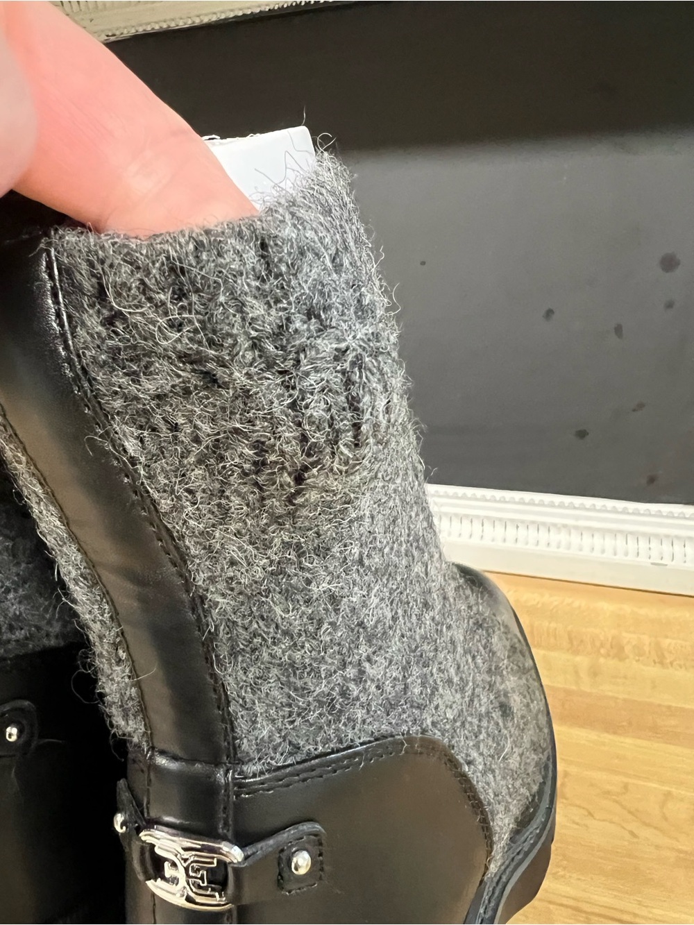 Sam Edelman NWT Roxanna Charcoal Knit Lug boot - Picture 6 of 11